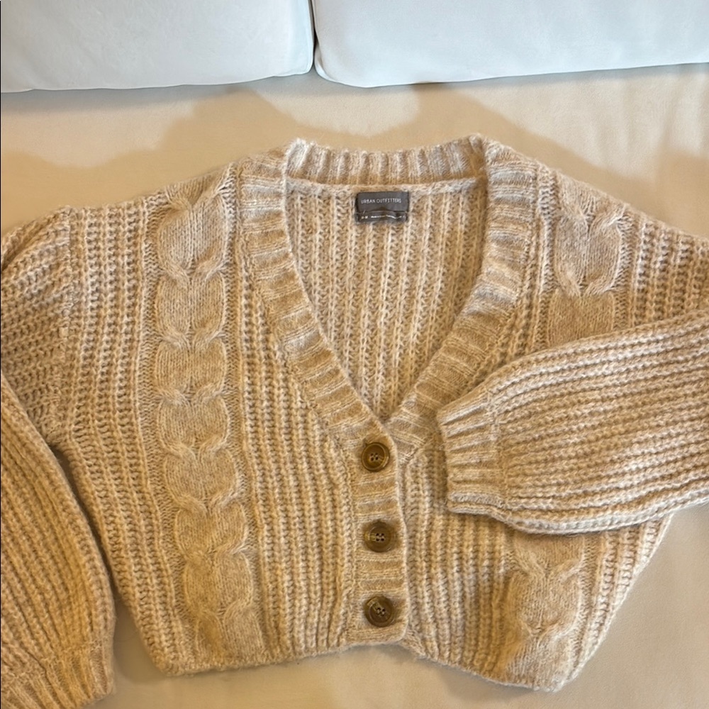 Urban Outfitters Cream Cable Knit Cardigan